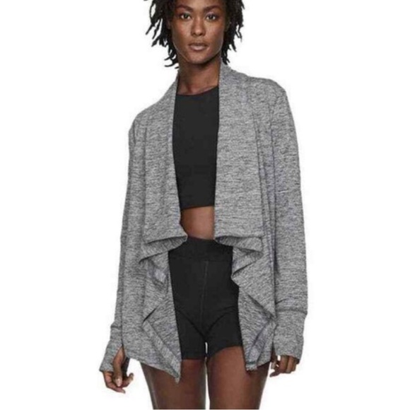 NWT Nike Dri Fit Cardigan Large Gray Drape Waterfall Front - Picture 2 of 6